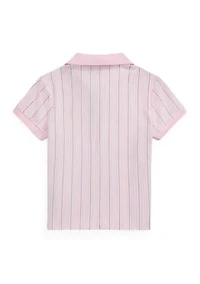 Girls 7-16 Striped Oxford Mesh Boxy Polo Shirt