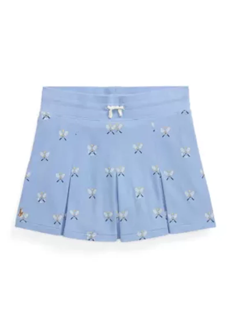 Girls 7-16 Tennis-Print Stretch Mesh Skort