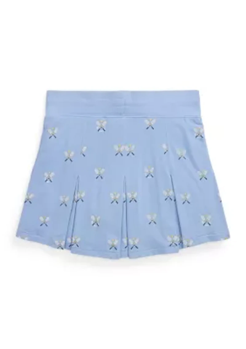 Girls 7-16 Tennis-Print Stretch Mesh Skort