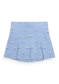 Girls 7-16 Tennis-Print Stretch Mesh Skort