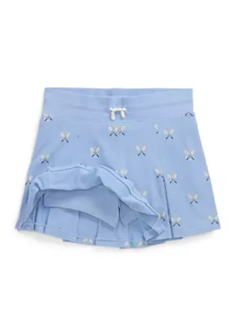 Girls 7-16 Tennis-Print Stretch Mesh Skort