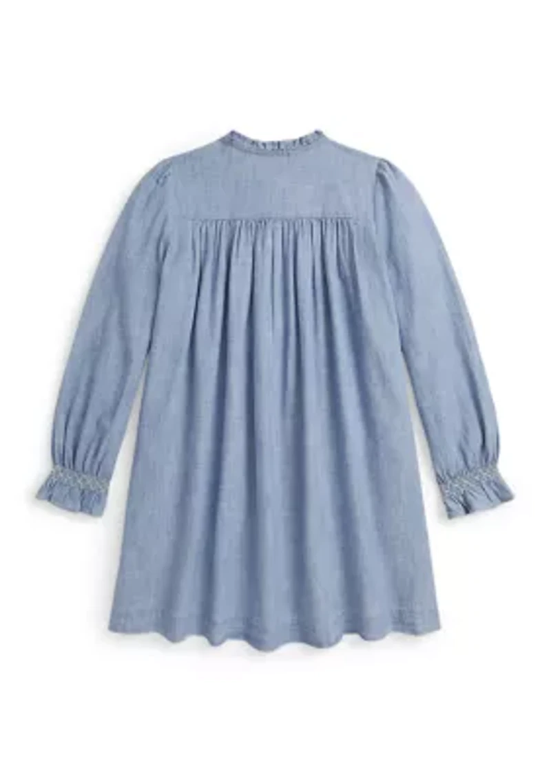 Girls 7-16 Smocked Indigo Chambray Dress