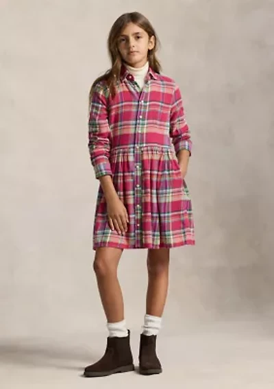 Girls 7-16 Plaid Cotton Madras Shirtdress