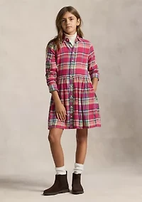Girls 7-16 Plaid Cotton Madras Shirtdress