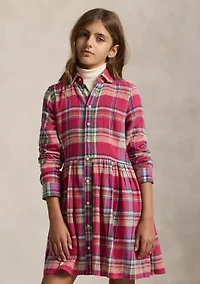 Girls 7-16 Plaid Cotton Madras Shirtdress