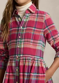 Girls 7-16 Plaid Cotton Madras Shirtdress