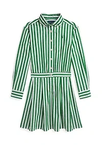 Girls 7-16 Striped Cotton Poplin Shirtdress