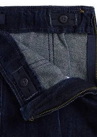 Girls 7-16 Pleated Cotton Denim Skirt