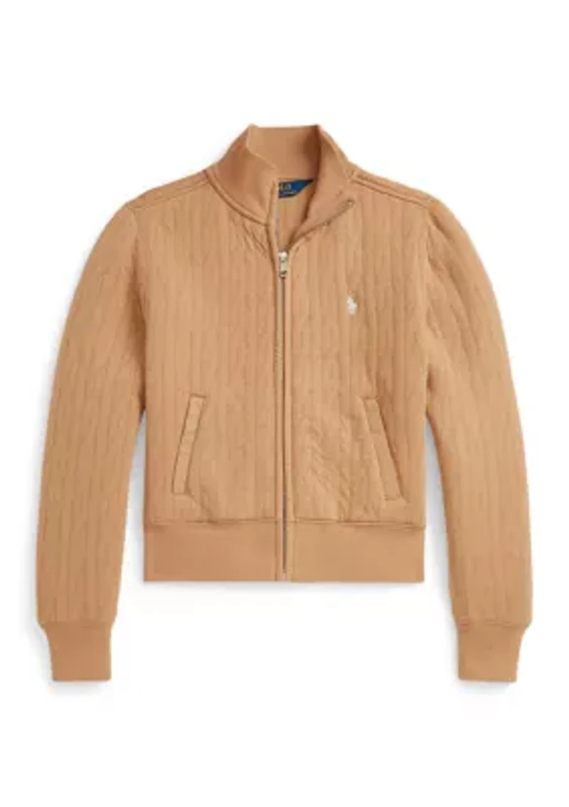 Girls 7-16 Quilted Cable-Motif Jacket
