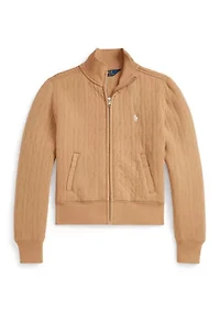 Girls 7-16 Quilted Cable-Motif Jacket