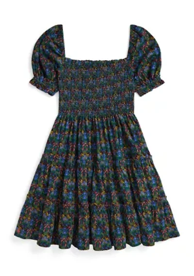 Girls 7-16 Floral Smocked Cotton Jersey Dress