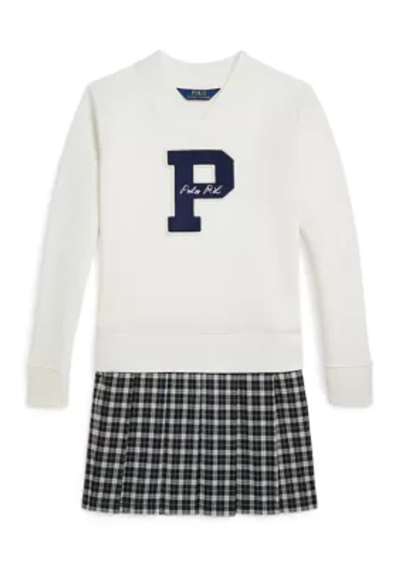 Girls 7-16 Letterman Fleece Sweatshirt Dress