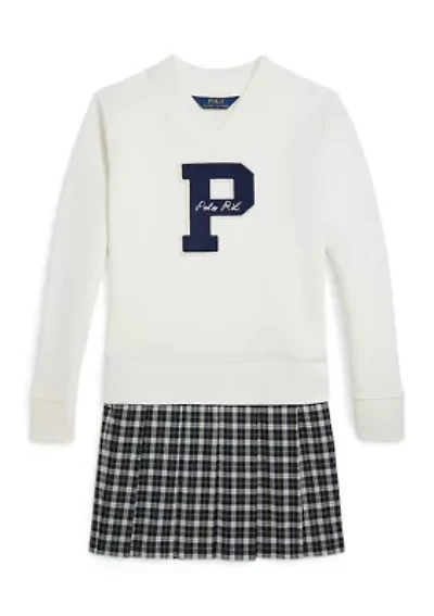 Girls 7-16 Letterman Fleece Sweatshirt Dress