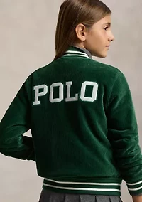 Girls 7-16 Logo Velour Baseball Jacket