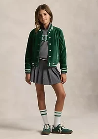 Girls 7-16 Logo Velour Baseball Jacket