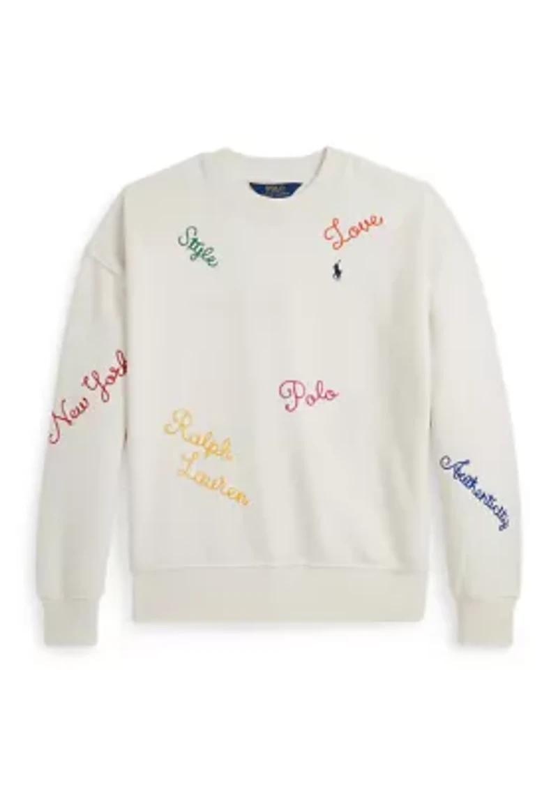 Girls 7-16 Embroidered Fleece Sweatshirt