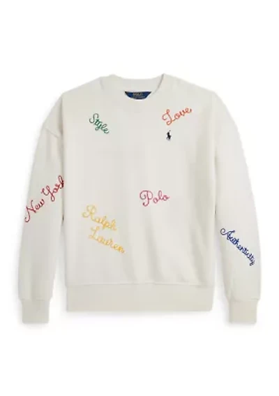 Girls 7-16 Embroidered Fleece Sweatshirt