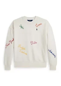 Girls 7-16 Embroidered Fleece Sweatshirt