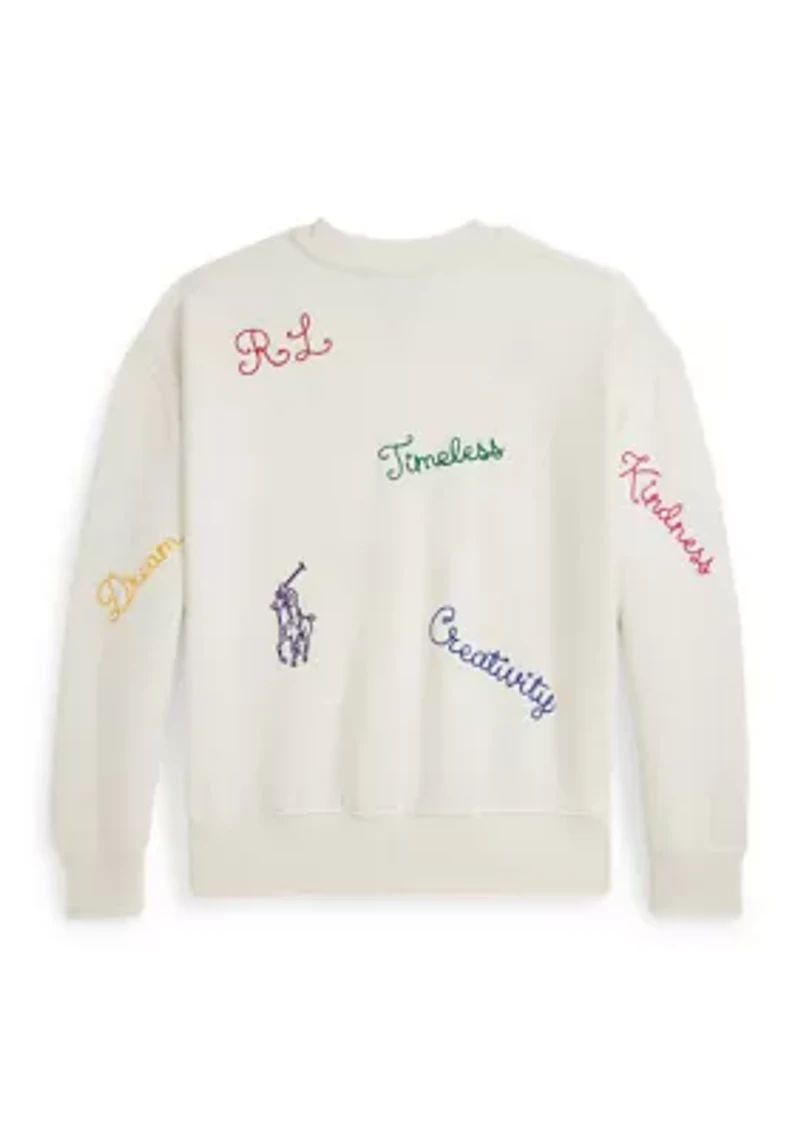 Girls 7-16 Embroidered Fleece Sweatshirt