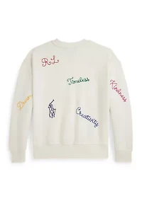 Girls 7-16 Embroidered Fleece Sweatshirt