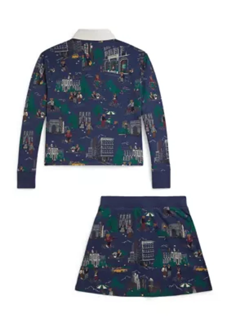 Girls 7-16 Polo Bear Cotton Rugby Shirt & Skort Set