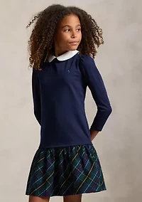 Girls 7-16 Plaid-Skirt Ponte Dress