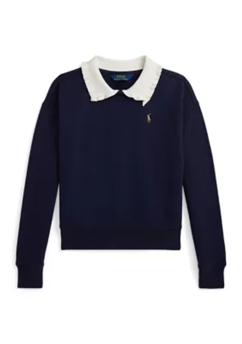 Girls 7-16 Collared Fleece Sweatshirt