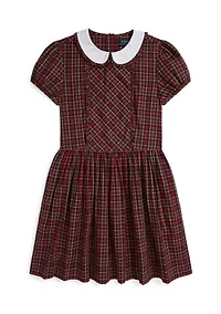 Girls 7-16 Plaid Ruffled Cotton Poplin Dress