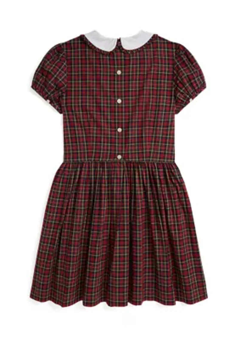 Girls 7-16 Plaid Ruffled Cotton Poplin Dress