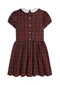 Girls 7-16 Plaid Ruffled Cotton Poplin Dress