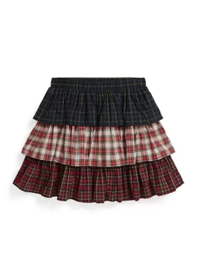 Girls 7-16 Plaid Tiered Poplin Skirt