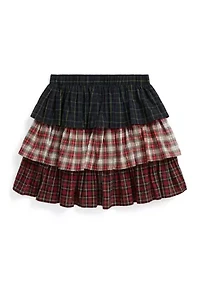 Girls 7-16 Plaid Tiered Poplin Skirt