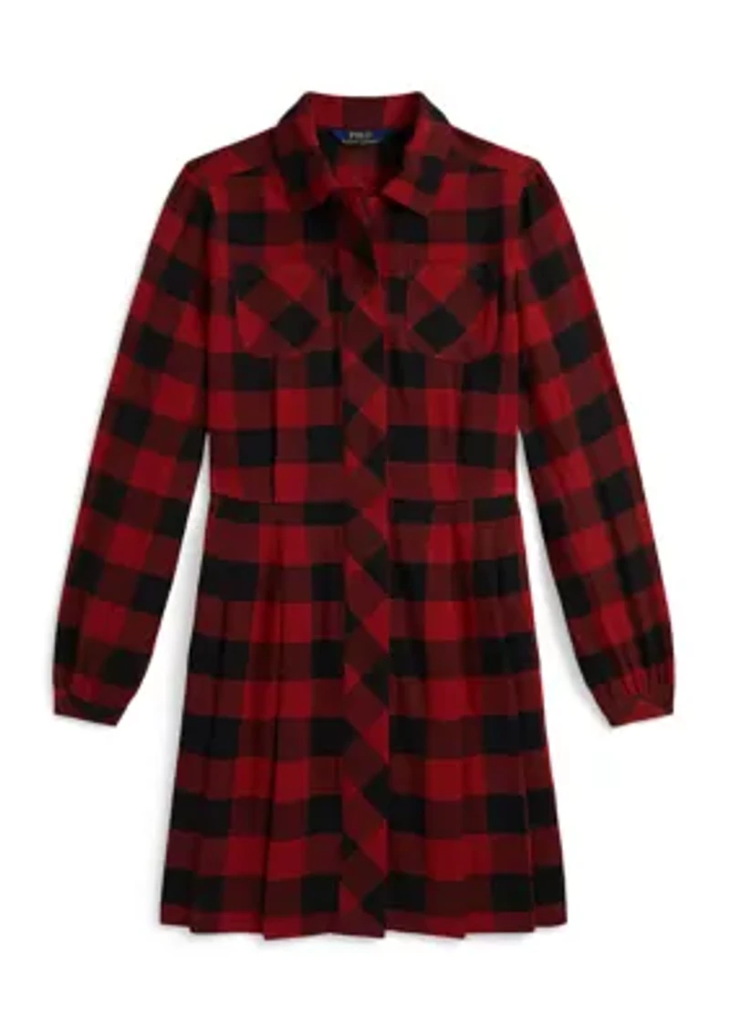 Girls 7-16 Buffalo Check Cotton Twill Dress