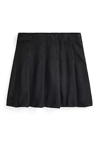 Girls 7-16 Pleated Cotton Denim Skirt