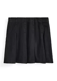 Girls 7-16 Pleated Cotton Denim Skirt