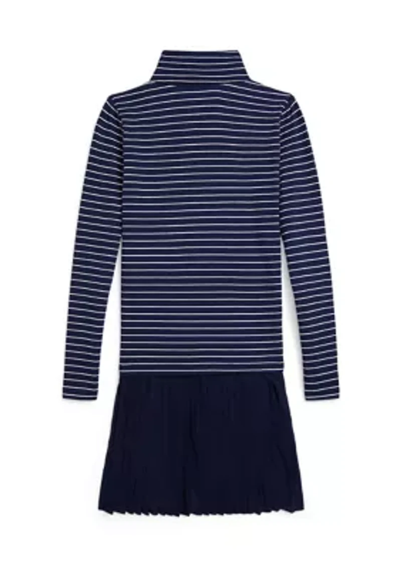 Girls 7-16 Striped Stretch Jersey Turtleneck Dress