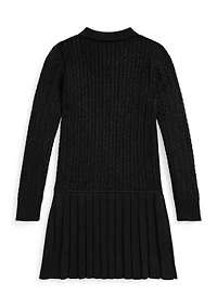 Girls 7-16 Metallic Mini-Cable Polo Sweater Dress