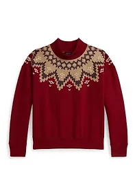 Girls 7-16 Fair Isle Fleece Boxy Sweatshirt