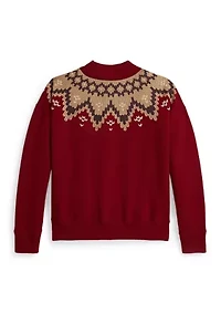 Girls 7-16 Fair Isle Fleece Boxy Sweatshirt