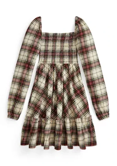Girls 7-16 Plaid Ruffled Cotton Jersey Dress