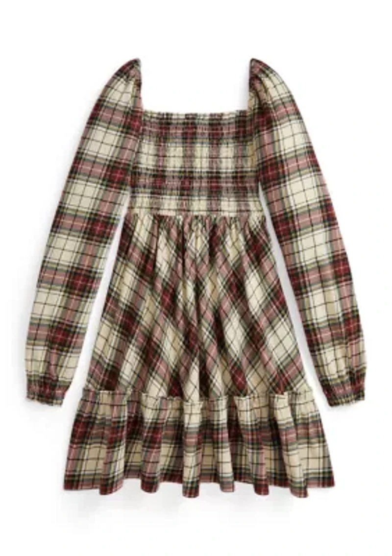 Girls 7-16 Plaid Ruffled Cotton Jersey Dress