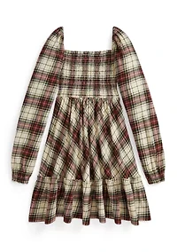Girls 7-16 Plaid Ruffled Cotton Jersey Dress