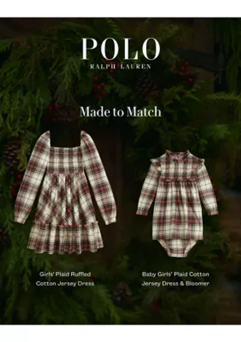 Girls 7-16 Plaid Ruffled Cotton Jersey Dress