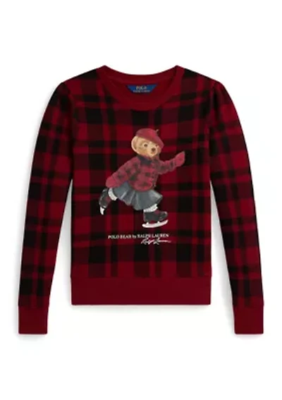 Plaid Polo Bear Fleece Sweatshirt