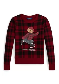 Plaid Polo Bear Fleece Sweatshirt