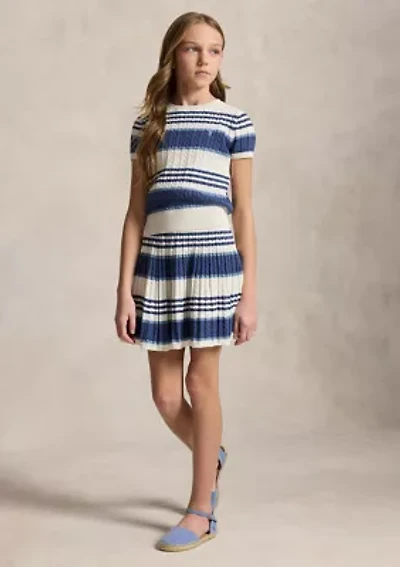 Girls 7-16 Striped Cable Cotton Sweater & Skirt