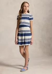 Girls 7-16 Striped Cable Cotton Sweater & Skirt