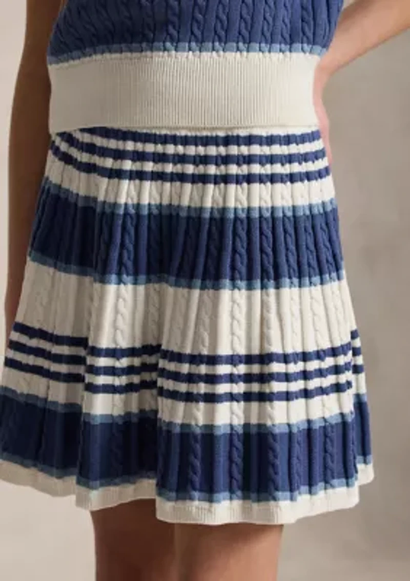 Girls 7-16 Striped Cable Cotton Sweater & Skirt