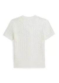 Girls 7-16 Polo Bear Cable Cotton V-Neck Cardigan