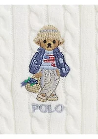 Girls 7-16 Polo Bear Cable Cotton V-Neck Cardigan